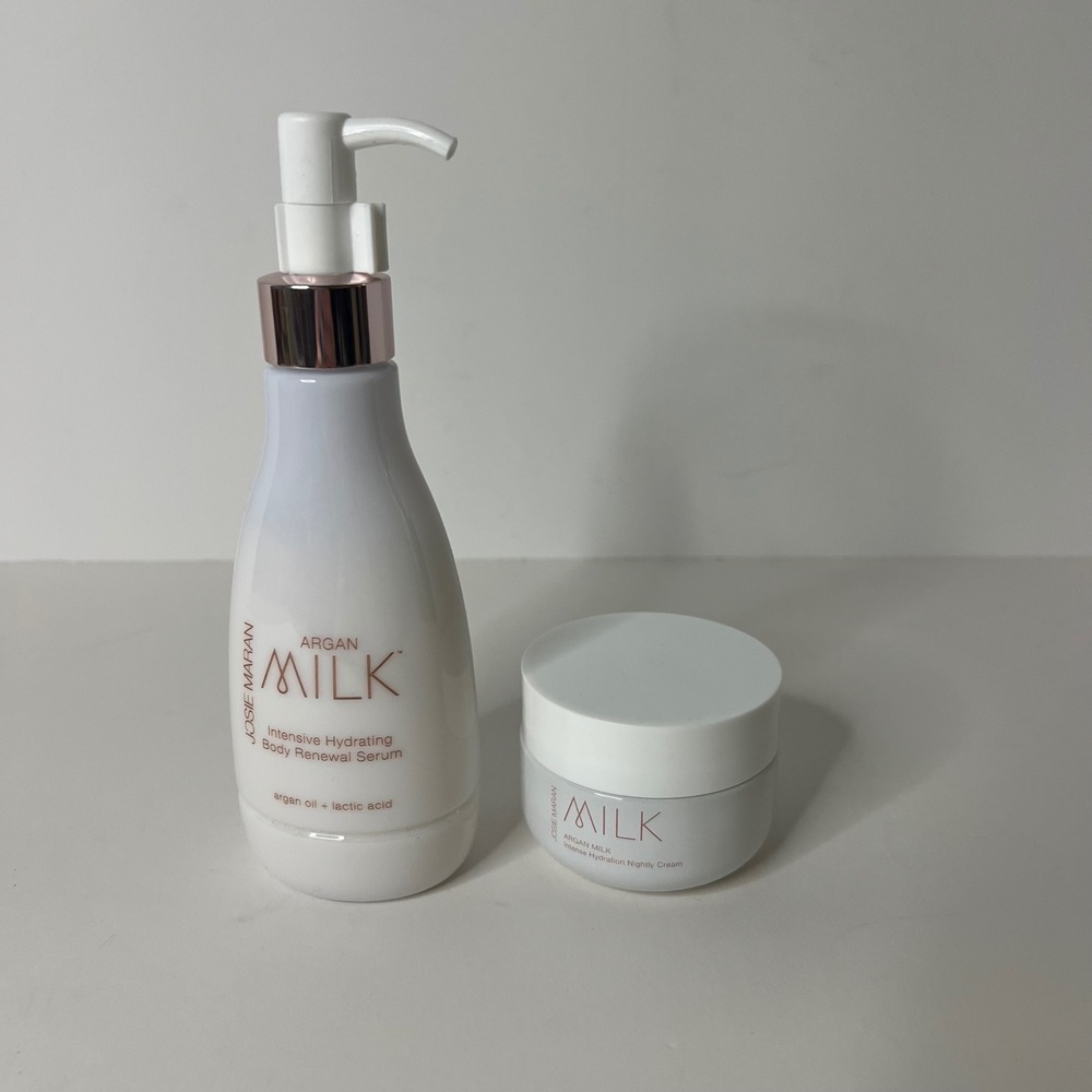 Josie Maran Argan Milk Body Renewal Serum 6.7oz & Nightly Cream 1.7oz Duo